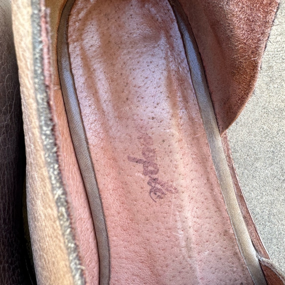 Free People Royale Flat D'Orsay Shoes Taupe Leather Size 37 US 7 - Picture 10 of 11